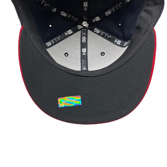 New Era 59Fifty Cleveland Guardians Hat Blue Red Brim Logo Fitted Hat Size 7 3/4 - Picture 5 of 5